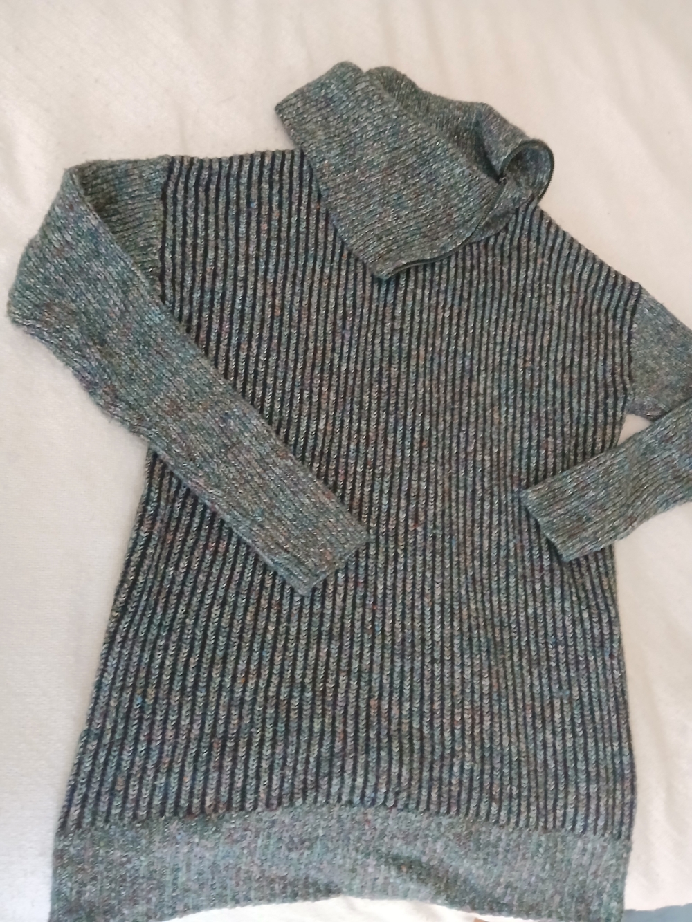 Leo And Nicole Turtleneck Ribbed Sweater Tunic Multi Color